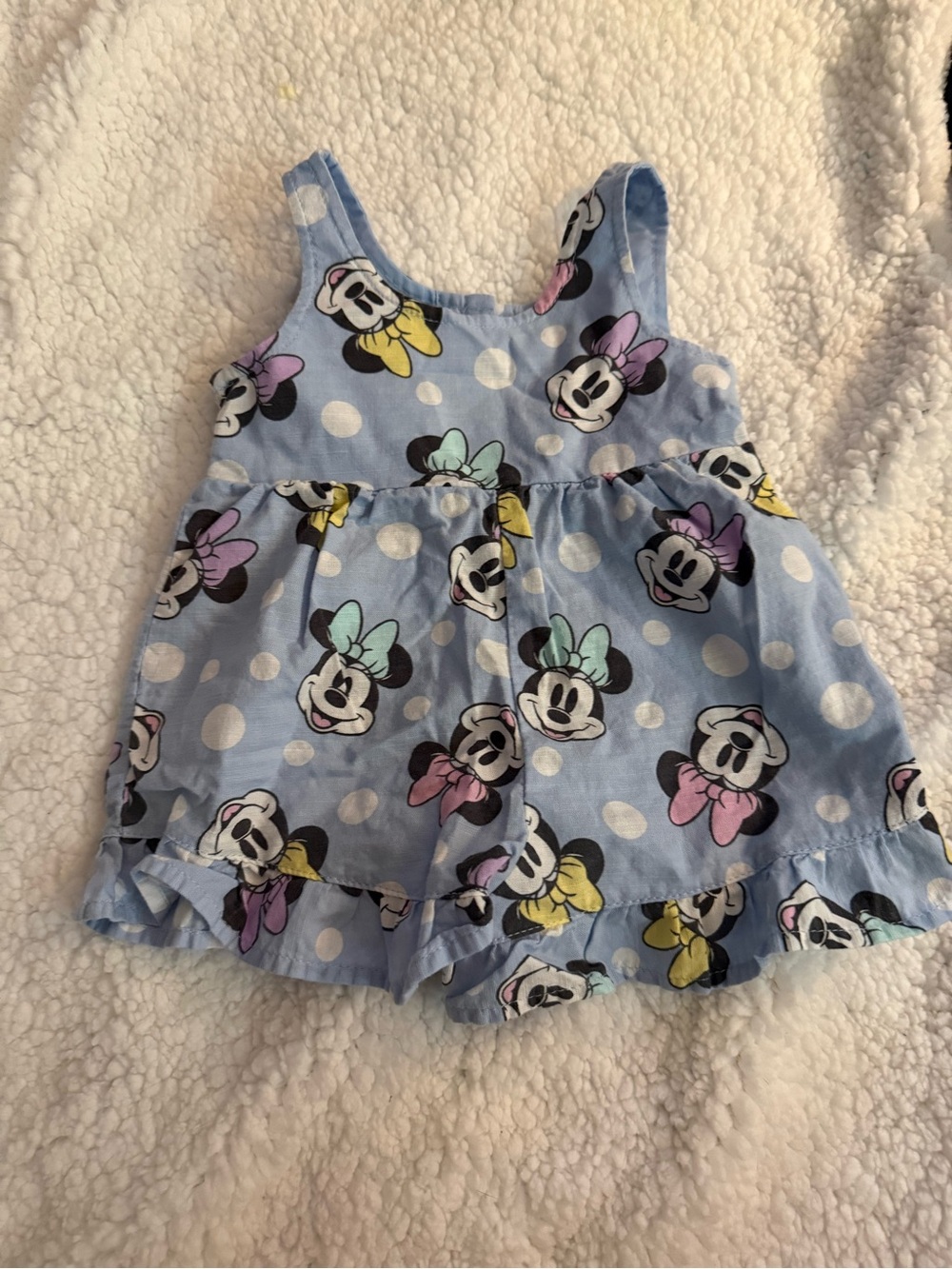 Minnie Mouse Light Blue Polka Dot Baby Romper